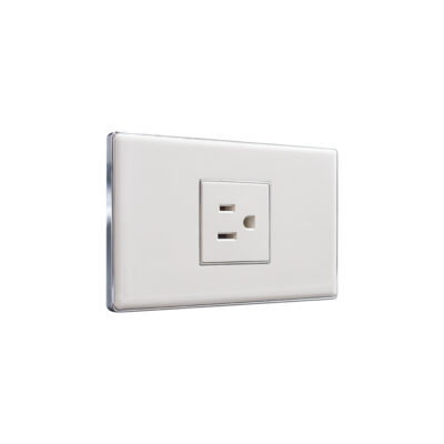 TOMA AMERICANA BLANCA CROMO 125V-10A