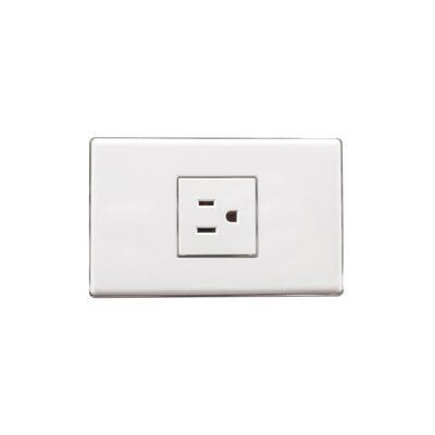 TOMA AMERICANA BLANCA CROMO 125V-10A